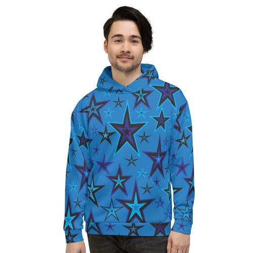 High Vibe Sky Blues & Black Stars on Dusty Blue Unisex Hoodie