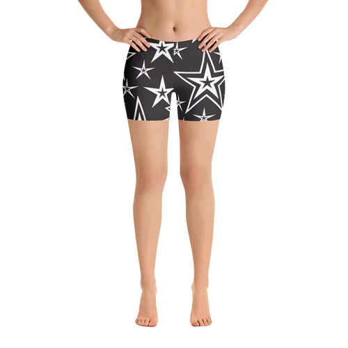 Rocking Classic White Stars on Black Women's Aerobic Biker Shorts
