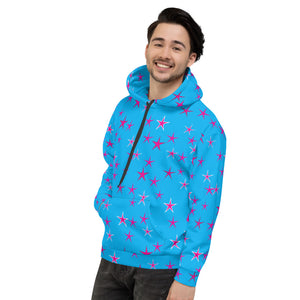 Aqua Sky Pink Stars Unisex Hoodie