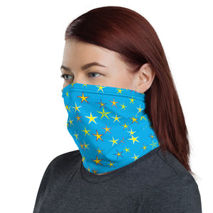 Aqua Sky Yellow Stars Unisex Neck Gaiter Face Mask