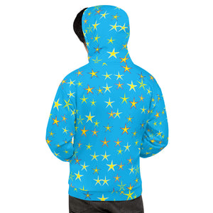 Aqua Sky Yellow Stars Unisex Hoodie