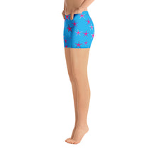 Load image into Gallery viewer, Aqua Sky Pink Stars Women&#39;s Aerobic Biker Shorts