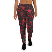 Load image into Gallery viewer, Rocking Classic Red Stars on Black Women&#39;s Joggers