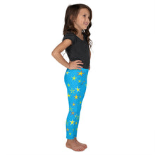 Load image into Gallery viewer, Aqua Sky Yellow Stars Kid&#39;s Leggings