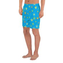 Load image into Gallery viewer, Aqua Sky Yellow Stars Men&#39;s Athletic Long Shorts